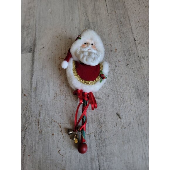Kurt Adler Santa Claus face jester stick ornament Xmas mistletoe unique vintage - Picture 1 of 9